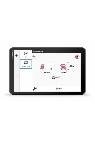 Garmin GPS Dezl LGV820, 8-inch widescreen IPS display type, TFT color, with capacitive touch panel on
