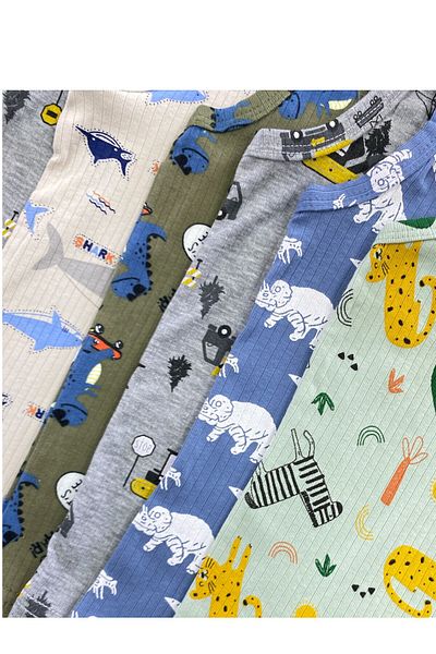 FORMO Pack of 6 Boys' 100% Cotton Ribbed Printed High Quality Singlets