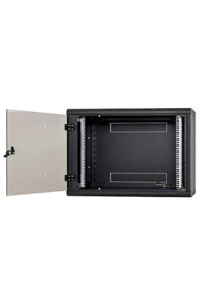 TRITON Wall rack single section 12U 500mm depth glass door fixed side panels sections