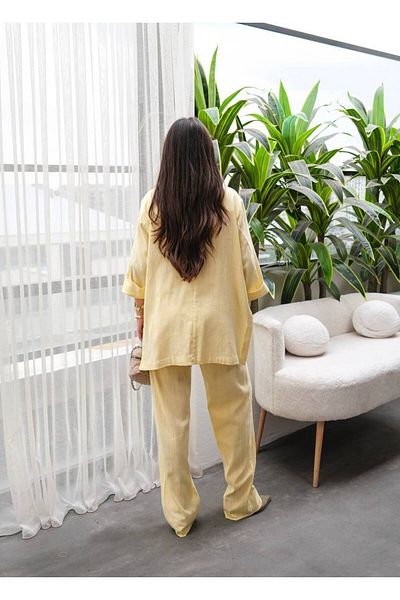 ossons Linen Suit with Side Slits