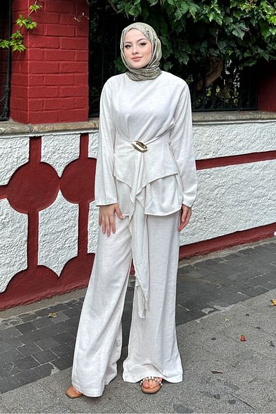 Ovn. Arin Belt Detailed Suit - Stone Color