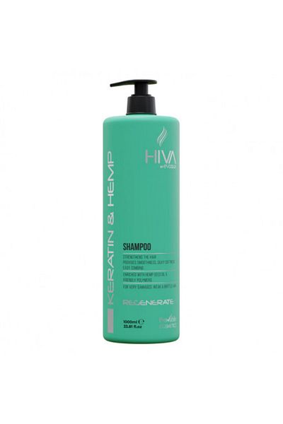 HİVA Kemp-Keratin Shampoo 1000ml, for damaged hair, hemp seed oil, unisex