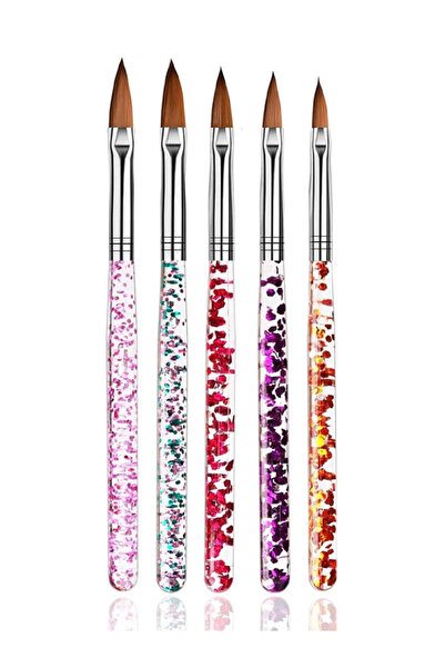 MACON 5-Piece Glitter Handle Nail Art Brush Set | Acrylic & Gel Painting Brus...