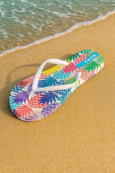 EXIT Tropical Rainbow Flip-Flops for Unisex– Colorful Summer Beach Sandals