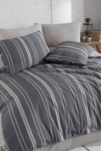 Çeyiz Diyarı Dowry Land Belgin Double Duvet Cover Set Anthracite