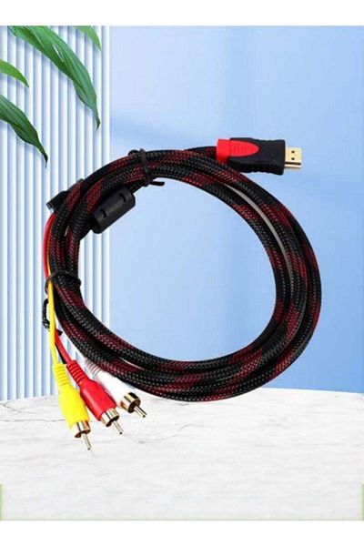 fun zone 1 Pcs 1.5m HDMI To 3 RCA Cable, Gold Plated Interface HDMI To AV Cable For TV And DVD Players, Multi