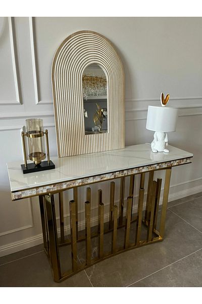 LUXXO Decorative Mirror White Arch, Wooden Frame, 89x59cm