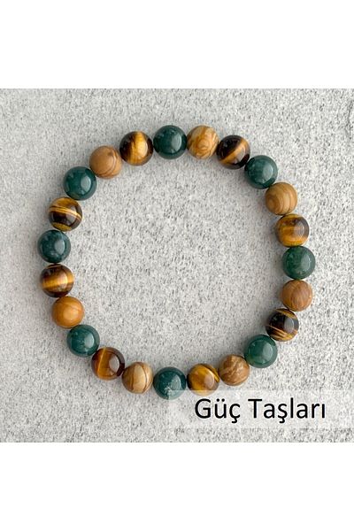 Alnis Atelier Jasper, Tiger Eye and Jade Natural Stone Bracelet