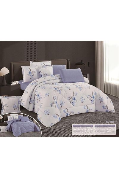 Moon 6 Pieces Double King Size Comforter Set, Soft and Comfortable, Double Pattern, Comforter Size 250x230 cm