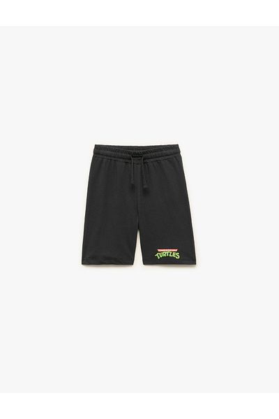 Koton New Season Licensed Ninja Turtles Printed Cotton Shorts with Elastic Waist