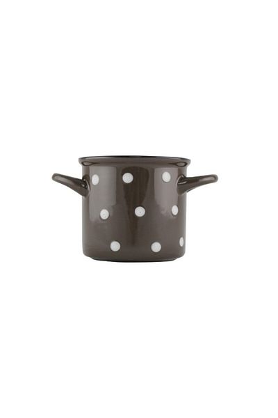 gogiva Ceramic brown mug with handles 400 ml, polka dot design, suitable for muesli, soups and stews, 10 cm