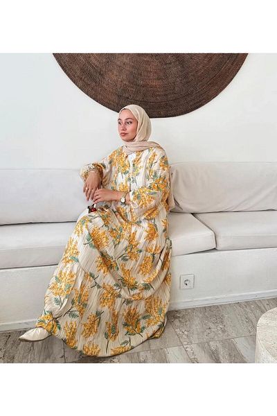 Oxygen Scarfs Women's Mimosa Patterned Dress - Yellow