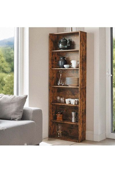 AGD 6-Tier Wooden Bookcase with Modern Simple Design