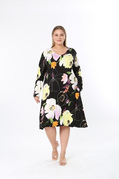XL Modam Women's Lycra Patterned Plus Size Dress