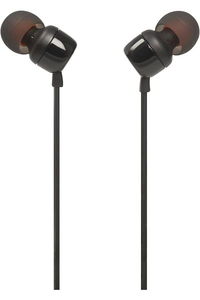 JBL Tune 110 Wired In-Ear Headphones, Deep and Powerful Pure Bass Sound, 1-Button Remote/Mic, Tangle