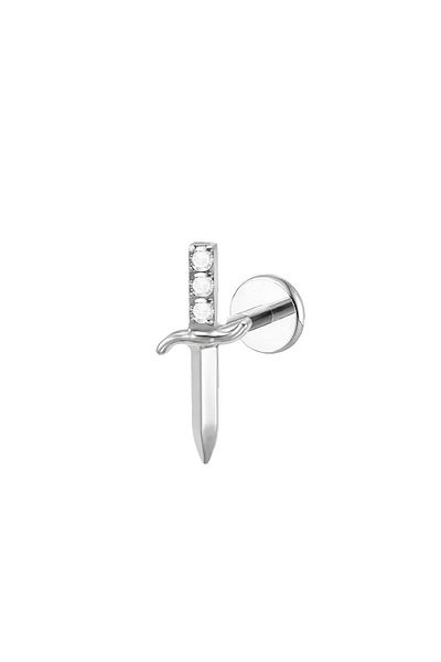 Janset F136 Titanium Zircon Stone Sword Model Tragus Piercing - Helix, Lobe