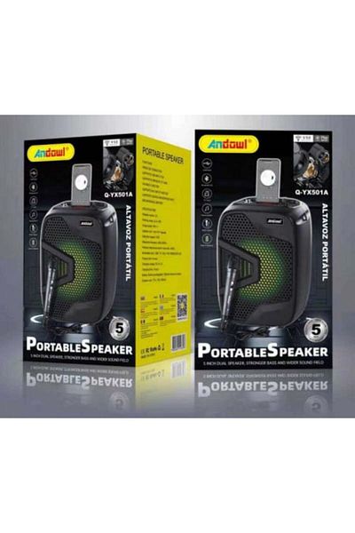 Blusmart Portable Speaker Andowl, Microphone, Black