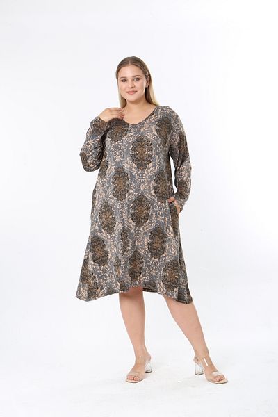 XL Modam Women's Lycra Patterned Plus Size Dress
