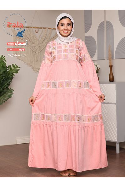 Hala Embroidered reception jalabiya made of light and soft linen fabric that gives you a feeling of comfort and freshness