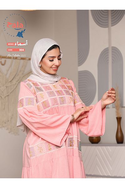 Hala Embroidered reception jalabiya made of light and soft linen fabric that gives you a feeling of comfort and freshness