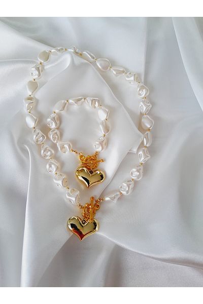 Minnoş Dükkan Pearl Necklace Bracelet Set