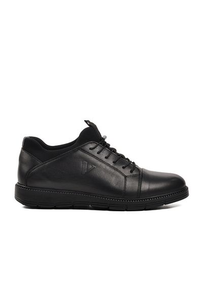 Voyager Black Genuine Leather Men's Casual Shoes