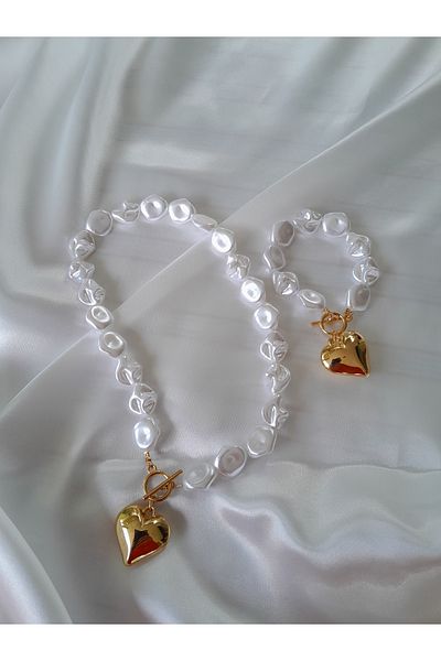 Minnoş Dükkan Pearl Necklace Bracelet Set