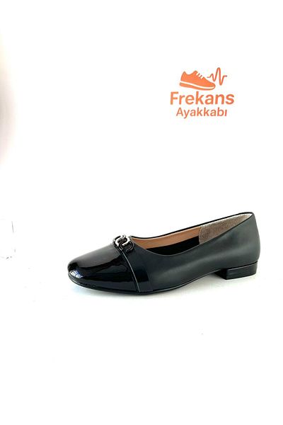 NEWGÜLTEKİN Accessoried Double Color Comfortable Stylish Khaki Leather Ballet Flat
