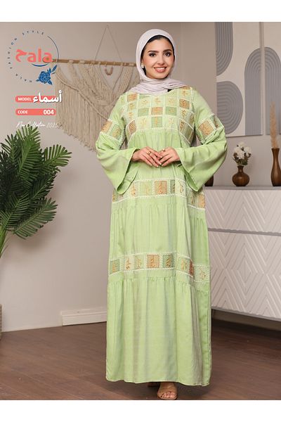 Hala Embroidered reception jalabiya made of light and soft linen fabric that gives you a feeling of comfort and freshness