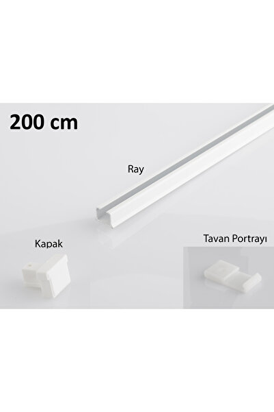 Peria Perde Sistemleri Tek Kanallı Beyaz Alüminyum Perde Kornişi (Tekli Korniş)