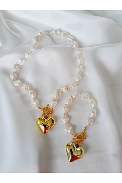 Minnoş Dükkan Pearl Necklace Bracelet Set
