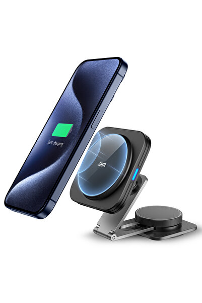 ESR Tesla Model 3, Y, S, X uyumlu 15W MagSafe Teleskopik Araç Şarj Cihazı Siyah