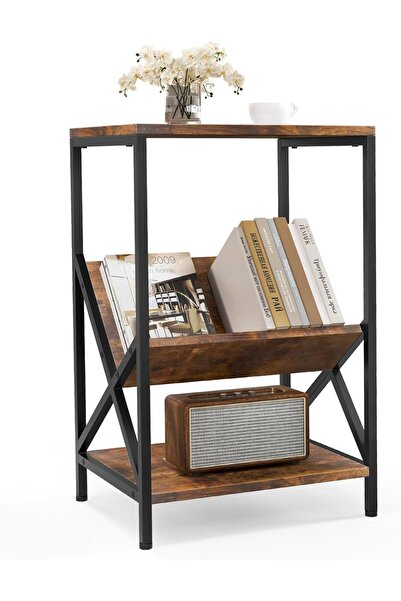 MAVİ TREND 3 Katlı Sehpa, 2 Saklama Rafı ve V Şeklinde Dergilikli Kanepe Sehp...