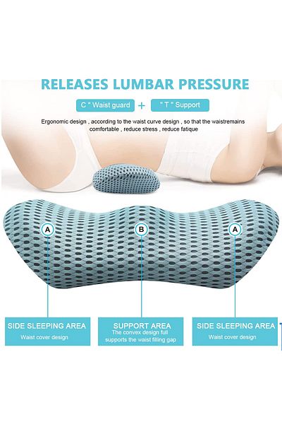 COOYA Lumbar Support Pillow, Memory Foam Lumbar Pillow ,for Low Back Pain Relief,for Chair/Bed (Grey)