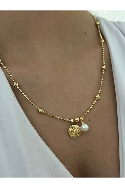 MyladyAccessoriess Polar Star and Pearl Detail Steel Necklace