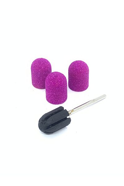 global fashion Set of holder and 3 pieces of spare sandpaper for electric nail file, 10*15mm, lilac, grit 120