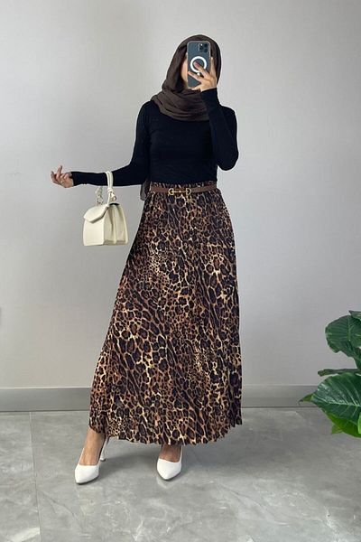 NİSUM MODA Πλισέ φούστα με σχέδιο Leopard