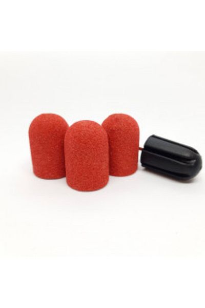 global fashion Set of holder and 3 spare emery pads for electric nail file, 16*25mm, red, grit 120