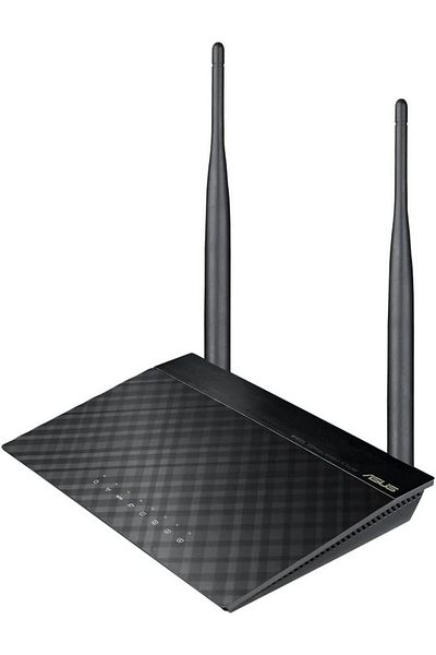 ASUS جهاز توجيه لاسلكي RT-N12E N300، سرعة عالية 300 ميجابت في الثانية، هوائي خارجي 5 ديسيبل × 2، أسود