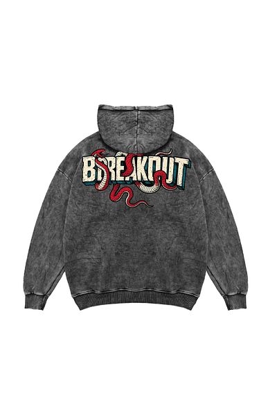 Sekizbiraltı Hanorac negru lavabil unisex Breakout Oversize