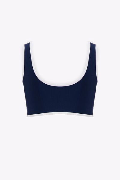 4upower Navy Blue White Piping Sports Bra