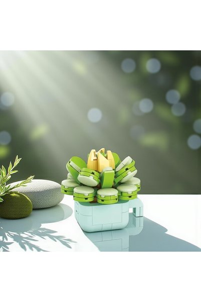 FLORİST |   Mini Botany |   Nature's Breath – Echeveria Plant – DIY 3D Puzzle Mini Pot Block Set (153Pcs)