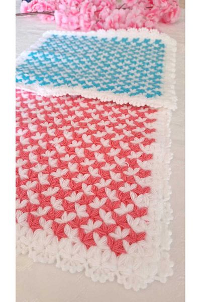 SOUL BY A&B Hand Knitted 2 Lif Pink Blue Bath Towel Bath Scrub Soft Child Teenager