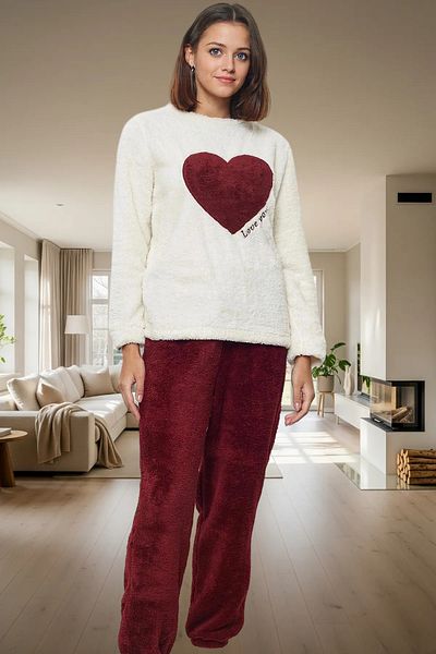 PayBuy Women's Winter Wellsoft Pajamas Set Heart Casual Home Wear Set Comfortable Cut