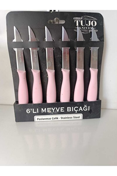 Yüsra Home 6 adet tujo meyve bıçağı (paslanmaz çelik) meyve bıçak pembe renk