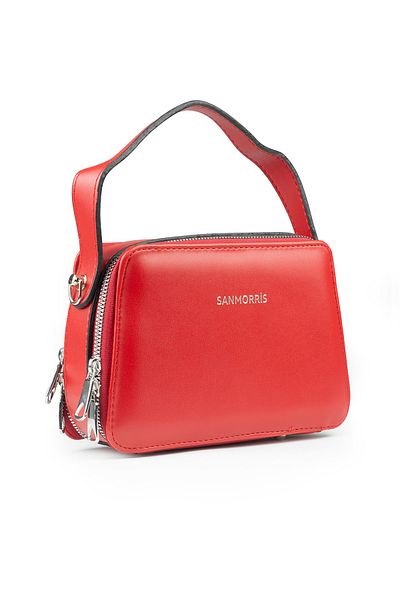 İMAKS Faux Leather Stylish Small Size Cross Strap Hand and Shoulder Bag Red S427