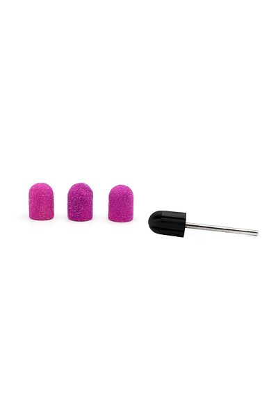 global fashion Set of holder and 3 spare emery boards for nail file, 10*15mm, lilac, grit 80