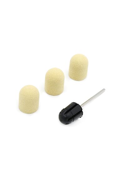 global fashion Set of holder and 3 spare emery boards for nail file, yellow, 13*19mm, grit 120