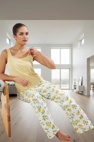 PayBuy Women's Lemon Pattern Comfortable Knitted Pajama Set Trendy Design Stylish Appearance Perfect Fit