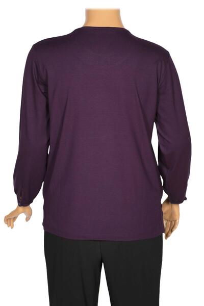 Pıtırcık Cimariva Women's Neşe Plus Size O Neck Robe Embroidered Plum Blouse